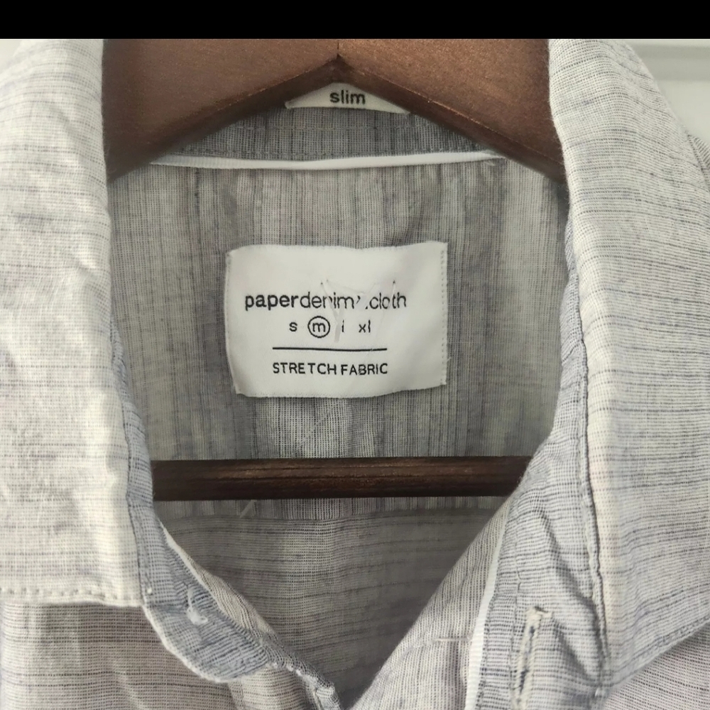 Paper Denim & Cloth Slim StretchTailored Shirt Button Front Mens Size M NEW - Picture 6 of 6